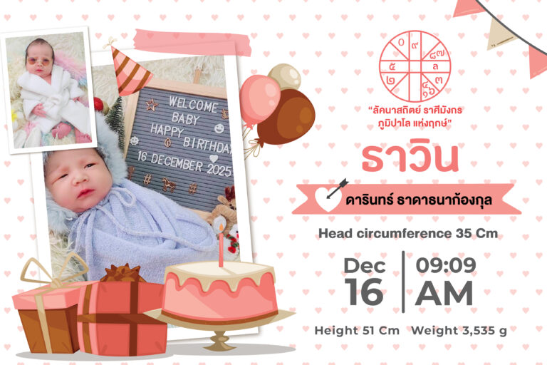 กรอบรูบฤกษ์คลอด ธาวิน